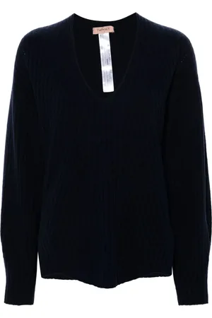 Twin-Set Gerippter Pullover mit V-Ausschnitt