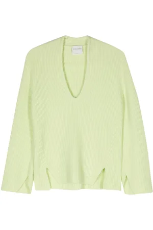 FORTE FORTE Gerippter Pullover mit V-Ausschnitt