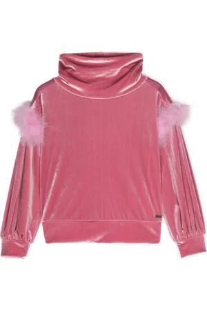 MONNALISA Samtbluse mit Faux-Federbesatz