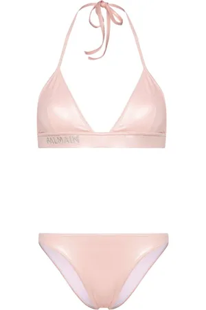 Balmain Triangel-Bikini mit Logo-Stickerei