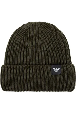 Emporio Armani Gestrickte Beanie mit Logo-Patch