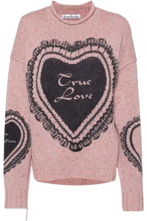 Acne Studios Grob gestrickter Pullover mit Herz-Print
