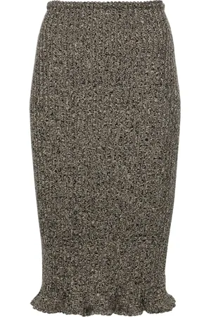 BLUMARINE Melierter Midirock mit Rüschen