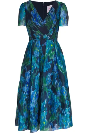 Carolina Herrera Midikleid aus Organza mit Blumenmuster