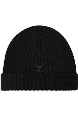 Courrèges Gerippte Beanie mit Logo-Patch