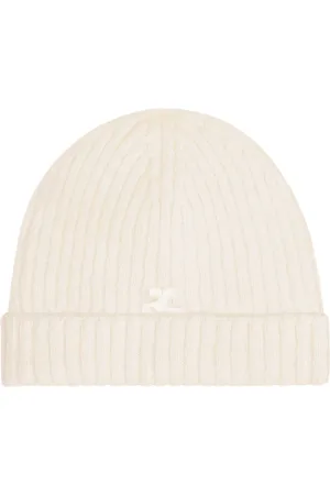 Courrèges Gerippte Beanie mit Logo-Patch