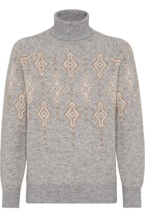 Brunello Cucinelli Rollkragenpullover mit Intarsienmuster