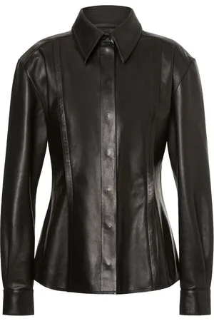 Alberta Ferretti Lederhemdjacke mit klassischem Kragen