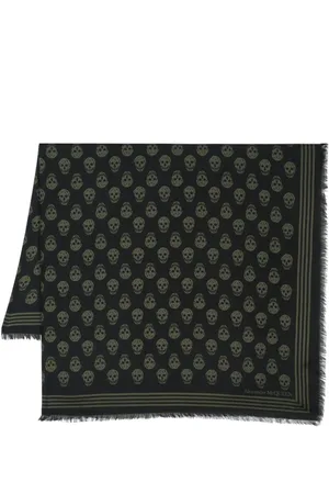 Alexander McQueen Ausgefranster Schal mit Totenkopf-Print