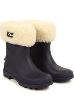Chloé Gummistiefel mit Faux-Fur-Besatz