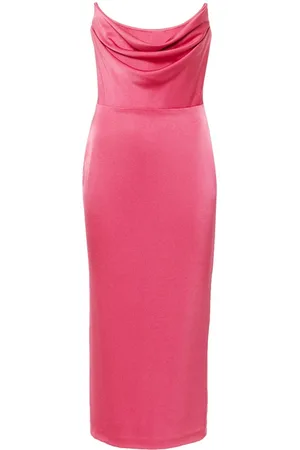 ALEX PERRY Satin-Midikleid mit Korsett-Stil