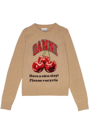 Ganni Intarsien-Pullover mit Kirschen