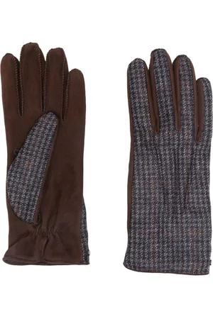 CANALI Handschuhe aus Wildleder mit Hahnentrittmuster