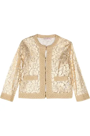 VALENTINO GARAVANI Lamé-Jacke mit Blumenspitze