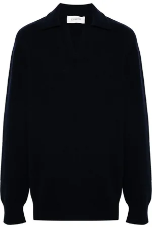 LANEUS Strickpullover mit Poloshirtkragen