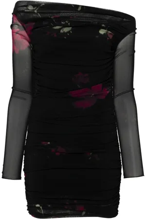 BLUMARINE Tüll-Minikleid mit Rosen-Print