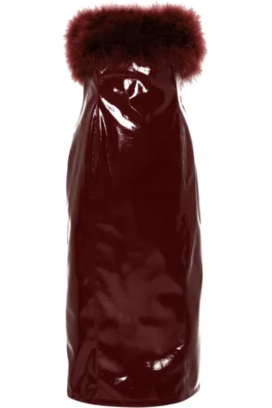BLUMARINE Lack-Midikleid mit Marabou-Federn