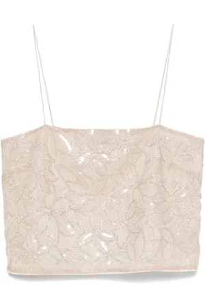 ROTATE Cropped-Bluse mit Pailletten