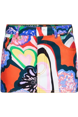 AREA Denim-Minirock mit abstraktem Print