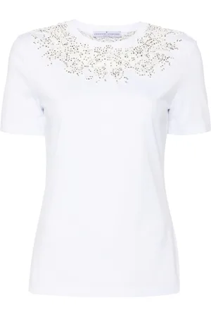 ERMANNO SCERVINO T-Shirt mit Kristallen und Spitze