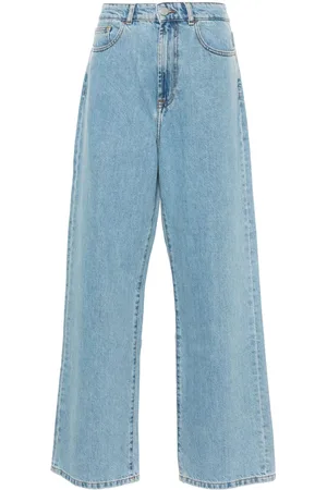 Rohe Tief sitzende Wide-Leg-Jeans