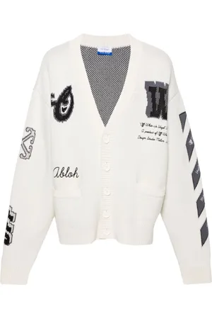 OFF-WHITE Gerippter Varsity Cardigan mit V-Ausschnitt