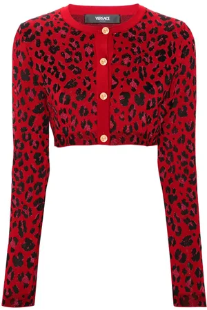 VERSACE Cropped-Cardigan mit Leopardenmuster