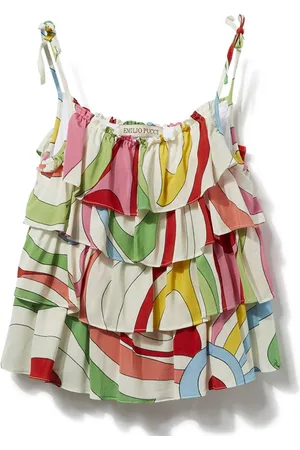 PUCCI Junior Gerüschtes Oberteil mit Marmo-Print