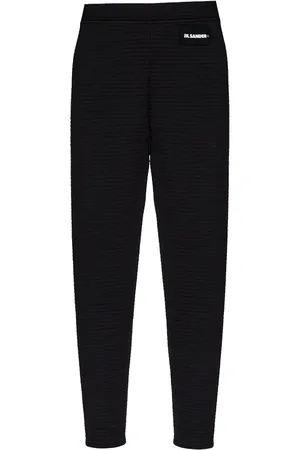 Jil Sander Gerippte Leggings mit Logo-Patch