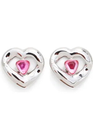 Saint Laurent Heart Ohrclips mit Strass