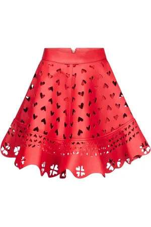 AREA Leder-Minirock mit Laser-Cuts