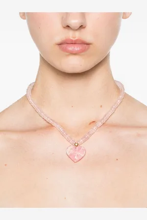 JIA JIA 14kt Aurora Gelbgoldhalskette mit Rhodochrosit und Quarz
