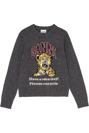 Ganni Pullover mit Tiger-Intarsie