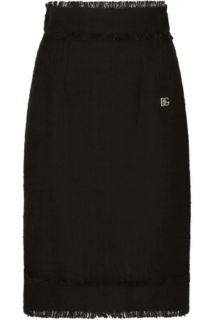 Dolce & Gabbana Tweed-Midirock mit DG-Schild