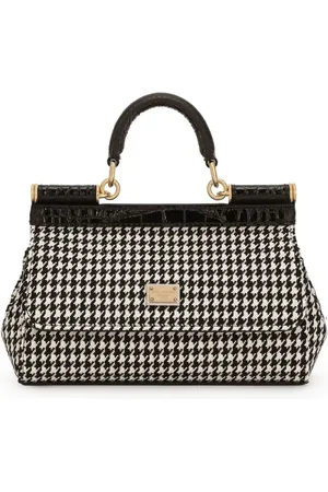 Dolce & Gabbana Kleine Sicily Tote Bag mit Hahnentrittmuster