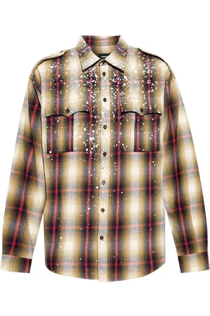 Dsquared2 Kariertes Hemd mit Farbklecks-Print