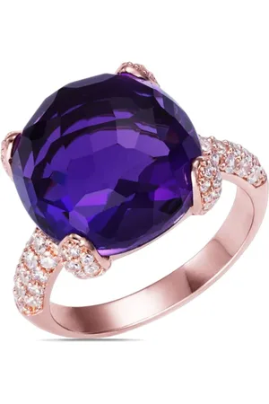 Anabela Chan Facettierter Sugarloaf Ring aus 18kt Rotgold-Vermeil mit Amethyst
