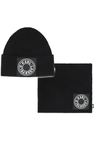 Karl Lagerfeld Set aus Beanie und Rundschal mit Logo