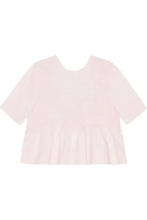 Ganni Popeline-Bluse mit gesmokten Einsätzen