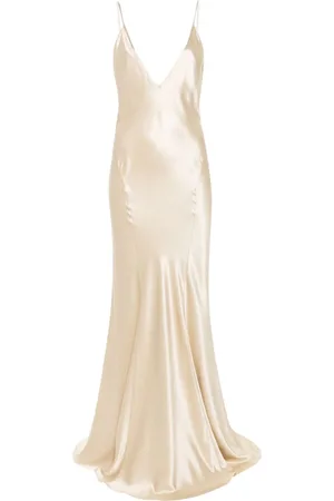 Saint Laurent Seiden-Maxikleid mit V-Ausschnitt