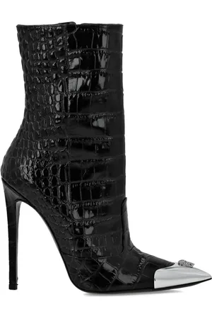 Philipp Plein Kroko-Stiefel mit Totenkopf-Applikation 120mm