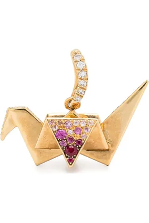 Aurélie Bidermann 18kt Origami Gelbgoldanhänger mit Saphir und Diamant