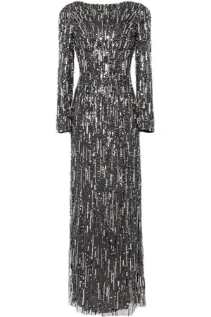Jenny Packham Atlas Abendkleid mit Kristallen