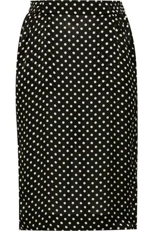 Saint Laurent Midirock aus Seide mit Polka Dots