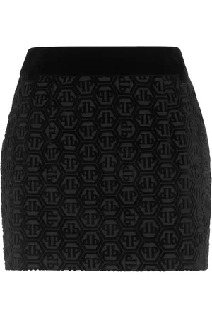 Philipp Plein Minirock aus Samt mit Monogramm