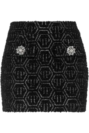 Philipp Plein Tweed-Minirock mit Monogramm