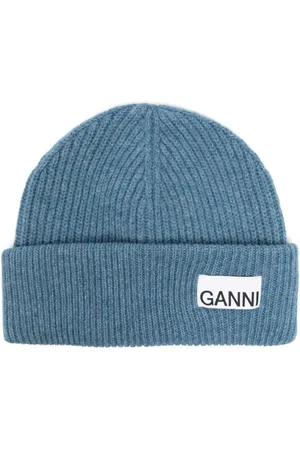 Ganni Beanie mit Logo-Patch