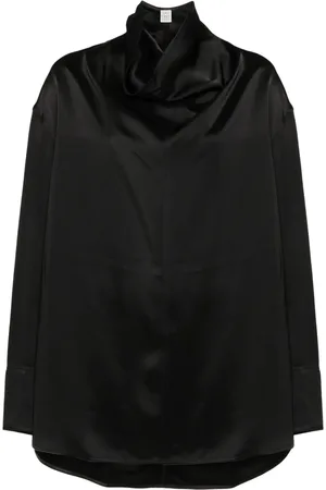 Totême Satinbluse mit Stehkragen