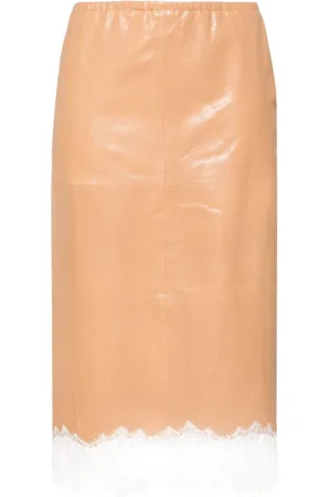 BLUMARINE Lederrock mit Spitzendetail