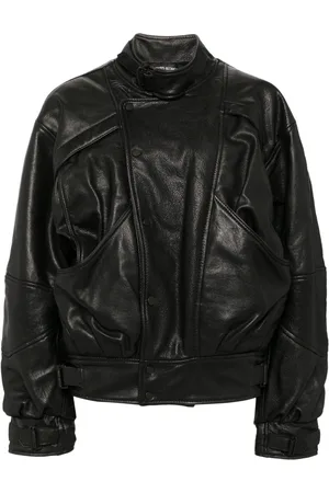 DAVID KOMA Lederjacke mit Kontrasteinsätzen